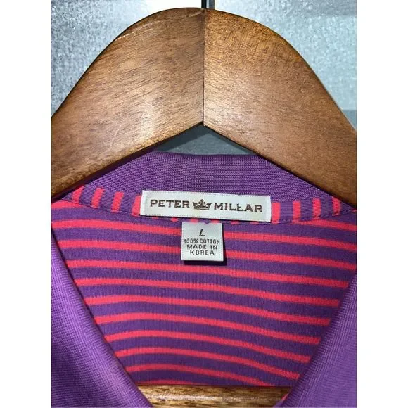 Purple & Pink Peter Millar Crown Crafted Golf Polo Shirt Size L - Picture 2 of 7